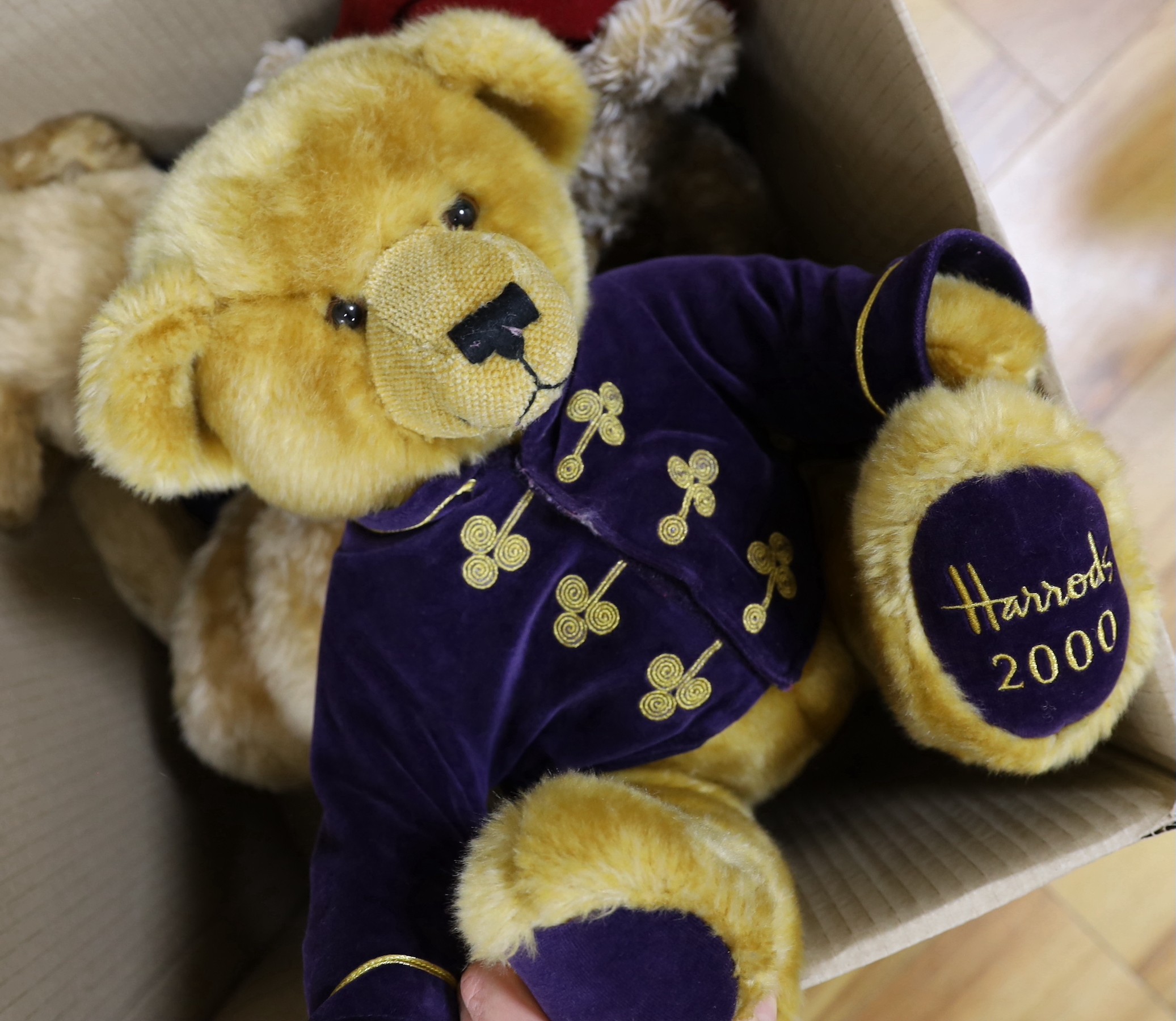 Five Harrods bears, some dressed, excellent condition